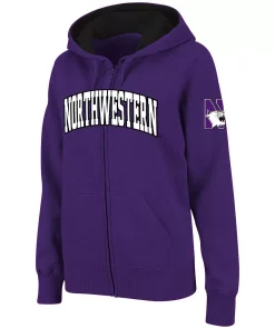 Women's Stadium Athletic Purple Northwestern Wildcats Arched Name Full-Zip Hoodie