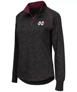 Women's Colosseum Black Mississippi State Bulldogs Bikram 1/4 Zip Long Sleeve Jacket