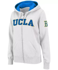 Women's Stadium Athletic White UCLA Bruins Arched Name Full-Zip Hoodie