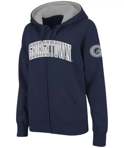 Women's Stadium Athletic Navy Georgetown Hoyas Arched Name Full-Zip Hoodie