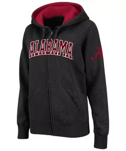 Women's Stadium Athletic Black Alabama Crimson Tide Arched Name Full-Zip Hoodie