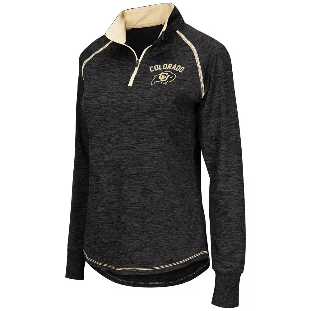 Women's Colosseum Black Colorado Buffaloes Bikram 1/4 Zip Long Sleeve Jacket