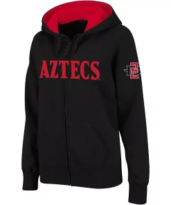 Women's Stadium Athletic Black San Diego State Aztecs Arched Name Full-Zip Hoodie