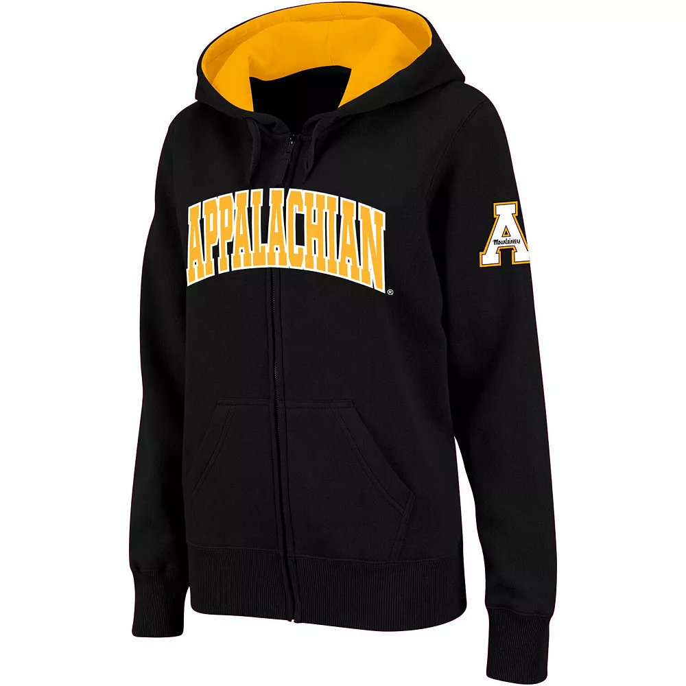 Women's Stadium Athletic Black Appalachian State Mountaineers Arched Name Full-Zip Hoodie