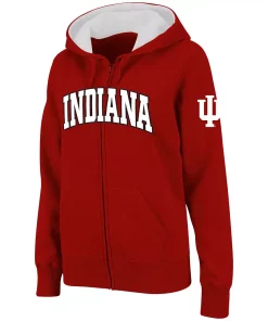 Women's Stadium Athletic Crimson Indiana Hoosiers Arched Name Full-Zip Hoodie