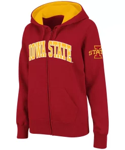 Women's Stadium Athletic Cardinal Iowa State Cyclones Arched Name Full-Zip Hoodie