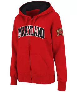 Women's Stadium Athletic Red Maryland Terrapins Arched Name Full-Zip Hoodie