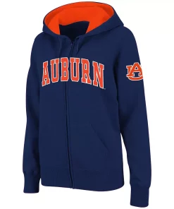 Women's Stadium Athletic Navy Auburn Tigers Arched Name Full-Zip Hoodie