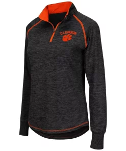 Women's Colosseum Black Clemson Tigers Bikram 1/4 Zip Long Sleeve Jacket