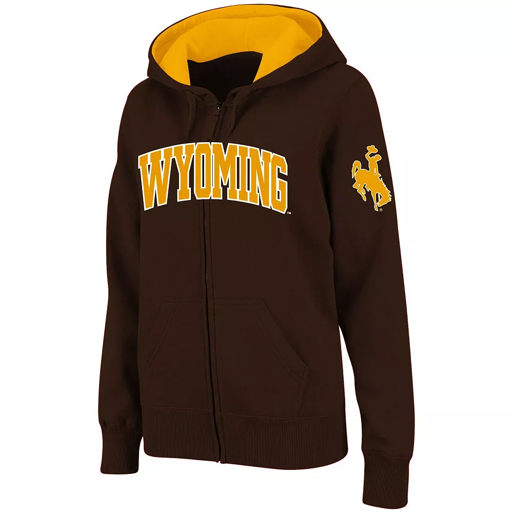 Women's Stadium Athletic Brown Wyoming Cowboys Arched Name Full-Zip Hoodie - Image 2