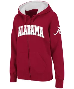 Women's Stadium Athletic Crimson Alabama Crimson Tide Arched Name Full-Zip Hoodie