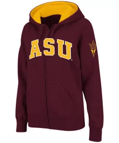 Women's Stadium Athletic Maroon Arizona State Sun Devils Arched Name Full-Zip Hoodie