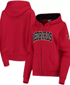 Women's Stadium Athletic Red Illinois State Redbirds Arched Name Full Zip Primary Logo Hoodie