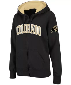Women's Stadium Athletic Black Colorado Buffaloes Arched Name Full-Zip Hoodie