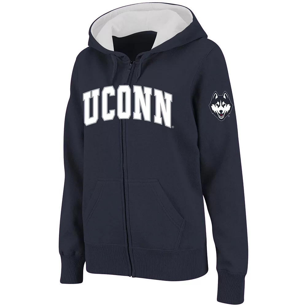 Women's Stadium Athletic Navy UConn Huskies Arched Name Full-Zip Hoodie - Image 2