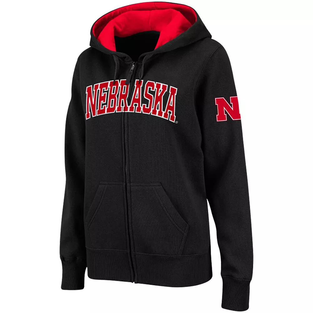 Women's Stadium Athletic Black Nebraska Huskers Arched Name Full-Zip Hoodie - Image 2