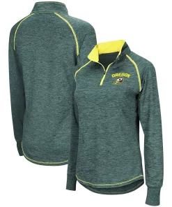 Women's Colosseum Green Oregon Ducks Bikram Quarter-Zip Pullover Jacket