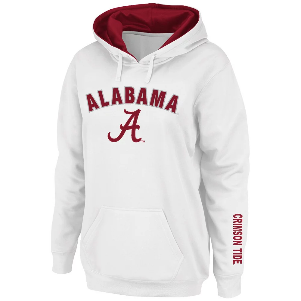 Women's White Alabama Crimson Tide Arch & Logo 1 Pullover Hoodie - Image 2