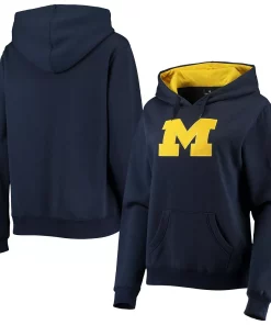 Women's Navy Michigan Wolverines Big Logo Pullover Sweatshirt