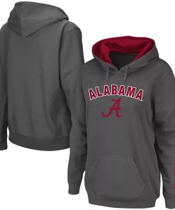 Women's Charcoal Alabama Crimson Tide Arch & Logo 1 Pullover Hoodie