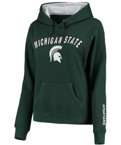 Women's Green Michigan State Spartans Arch & Logo 1 Pullover Hoodie