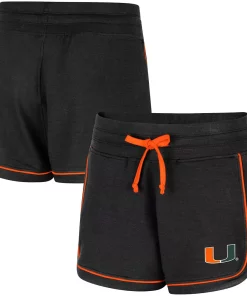 Women's Colosseum Black Miami Hurricanes Lil Sebastian Tri-Blend Shorts