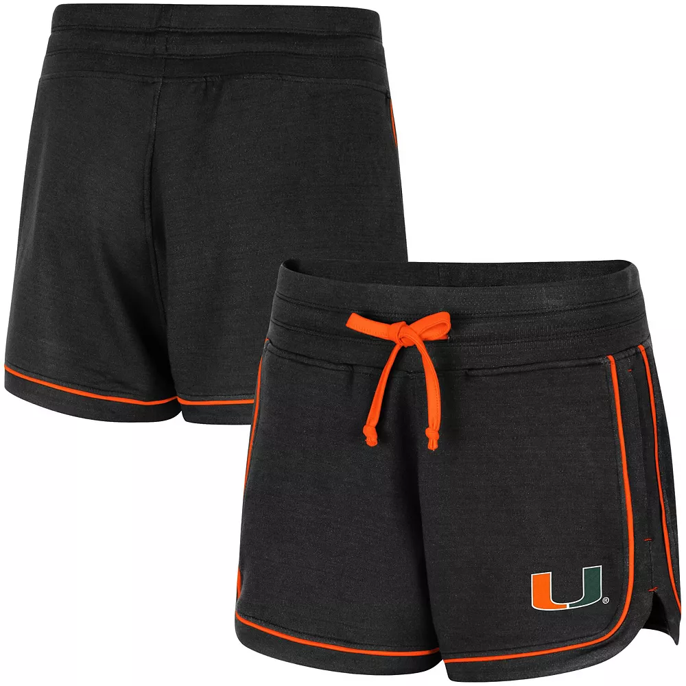 Women's Colosseum Black Miami Hurricanes Lil Sebastian Tri-Blend Shorts