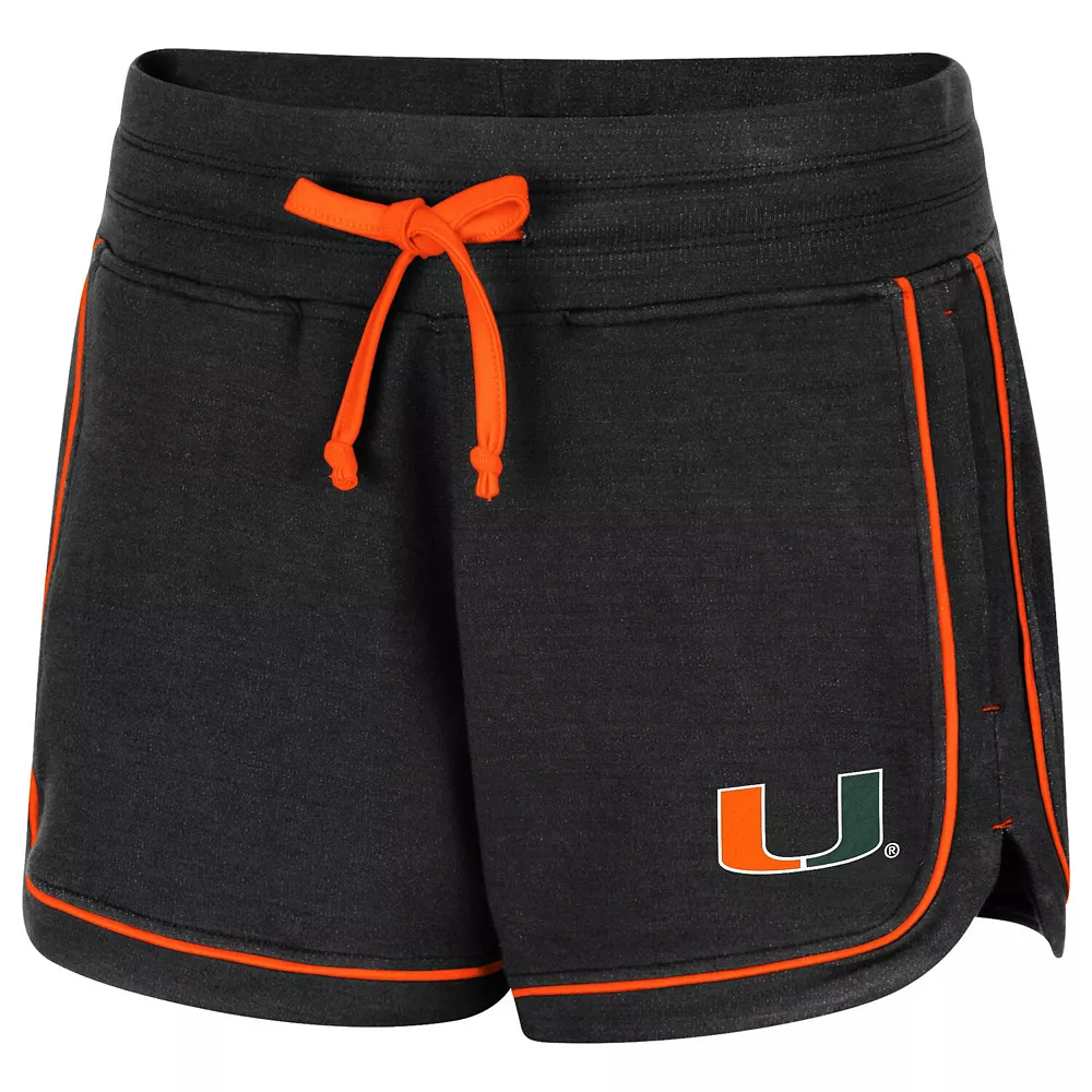 Women's Colosseum Black Miami Hurricanes Lil Sebastian Tri-Blend Shorts - Image 3