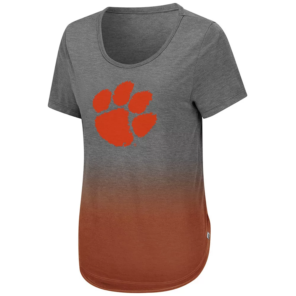 Women's Colosseum Gray Clemson Tigers Know Ya Boo Dip-Dye Ombre T-Shirt - Image 3