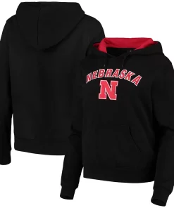 Women's Colosseum Black Nebraska Huskers Loud and Proud Pullover Hoodie