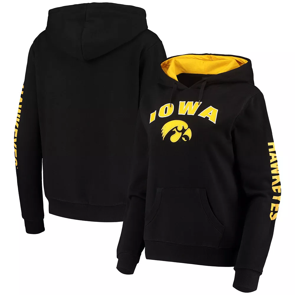 Women's Colosseum Black Iowa Hawkeyes Loud and Proud Pullover Hoodie - Image 2