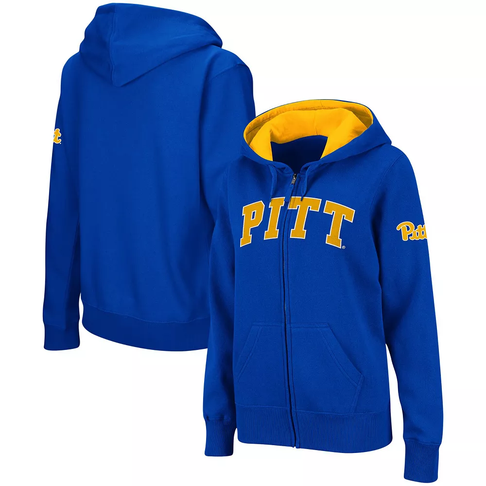 Women's Royal Pitt Panthers Arched Name Full-Zip Hoodie
