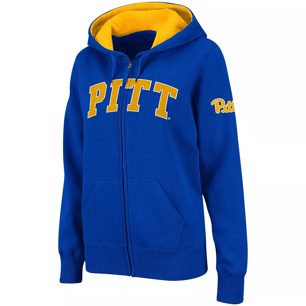 Women's Royal Pitt Panthers Arched Name Full-Zip Hoodie - Image 2