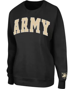 Women's Colosseum Black Army Black Knights Campanile Pullover Sweatshirt
