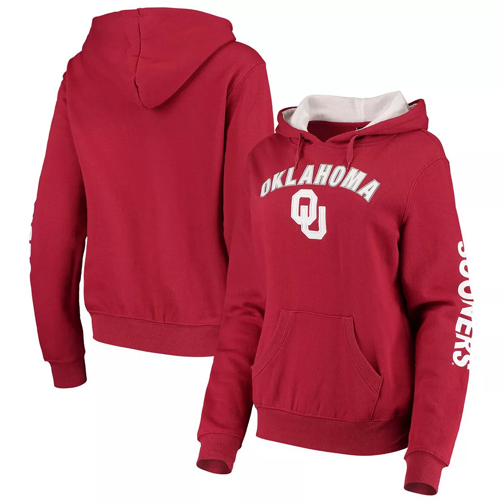 Women's Colosseum Crimson Oklahoma Sooners Loud and Proud Pullover Hoodie - Image 2