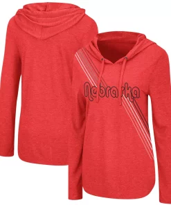 Women's Colosseum Scarlet Nebraska Huskers Bernadette Hoodie Long Sleeve T-Shirt