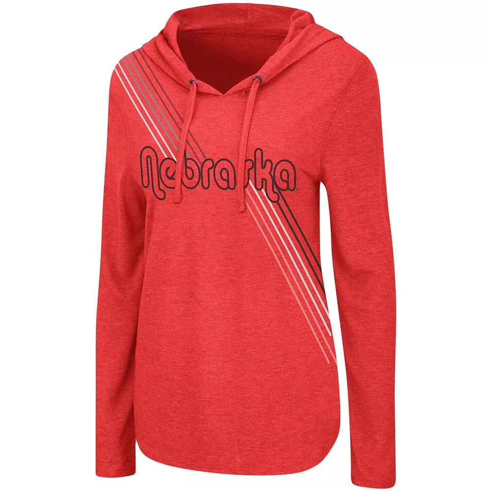 Women's Colosseum Scarlet Nebraska Huskers Bernadette Hoodie Long Sleeve T-Shirt - Image 3