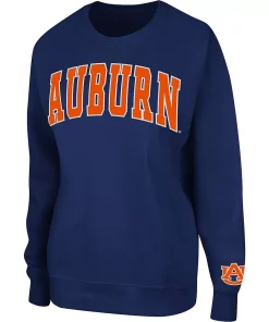 Women's Colosseum Navy Auburn Tigers Campanile Pullover Sweatshirt