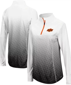 Women's Colosseum Black Oklahoma State Cowboys Magic Ombre Quarter-Zip Raglan Jacket