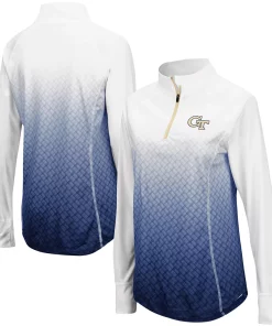 Women's Colosseum Navy GA Tech Yellow Jackets Magic Ombre Quarter-Zip Raglan Jacket