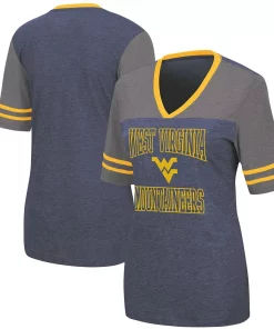 Women's Colosseum Navy/Gray West Virginia Mountaineers Cuba Libre Jersey T-Shirt