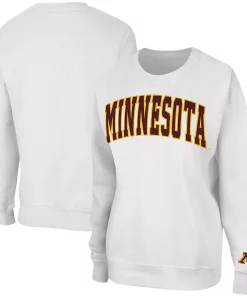 Women's Colosseum White Minnesota Golden Gophers Campanile Pullover Sweatshirt