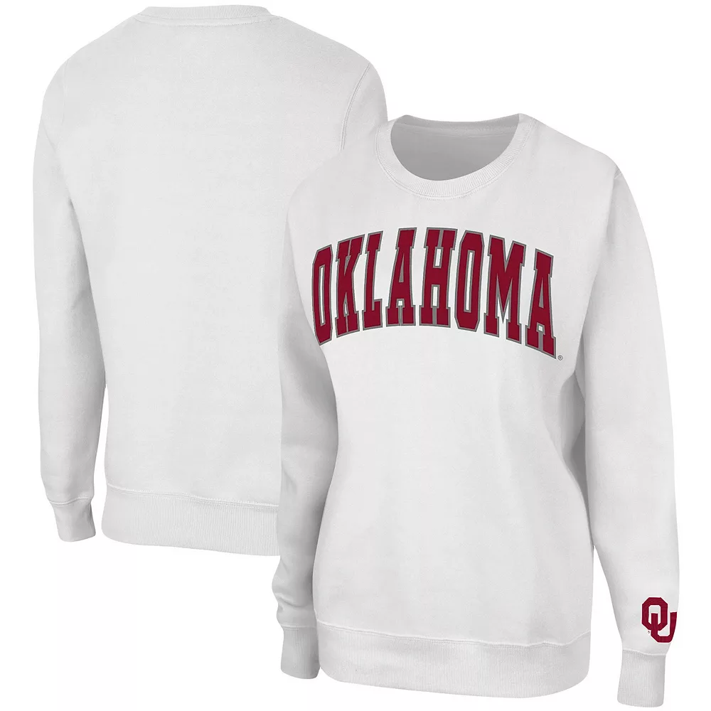 Women's Colosseum White Oklahoma Sooners Campanile Pullover Sweatshirt - Image 2