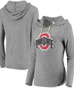 Women's Colosseum Gray Ohio State Buckeyes Cora Team Hoodie Long Sleeve T-Shirt