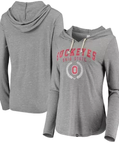 Women's Colosseum Gray Ohio State Buckeyes Cora Hoodie Long Sleeve T-Shirt
