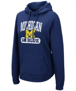 Women's Colosseum Navy Michigan Wolverines Core Crossover Pillbox Pullover Hoodie