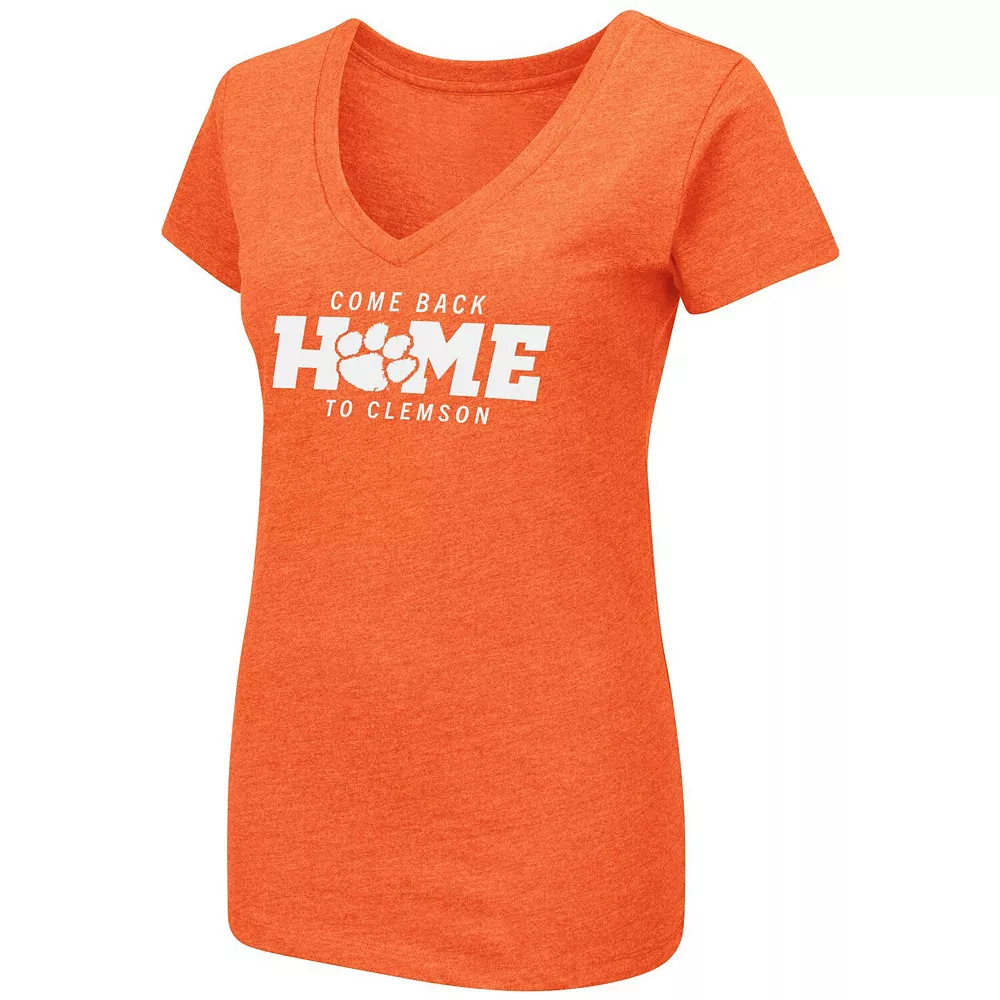 Women's Colosseum Orange Clemson Tigers Come Back Home V-Neck T-Shirt