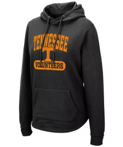 Women's Colosseum Black Tennessee Volunteers Core Crossover Pillbox Pullover Hoodie