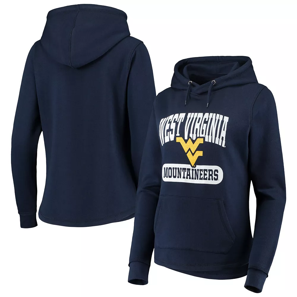Women's Colosseum Navy West Virginia Mountaineers Core Crossover Pillbox Pullover Hoodie - Image 2