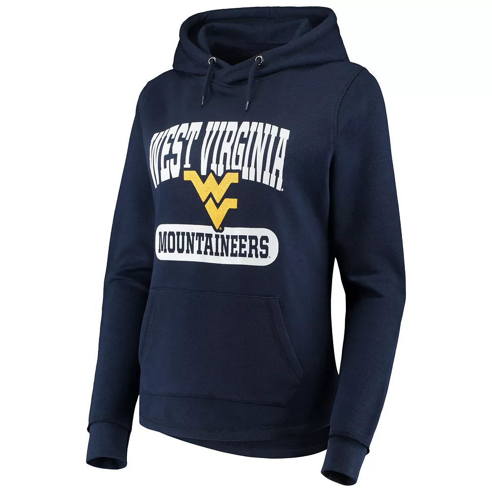 Women's Colosseum Navy West Virginia Mountaineers Core Crossover Pillbox Pullover Hoodie - Image 3
